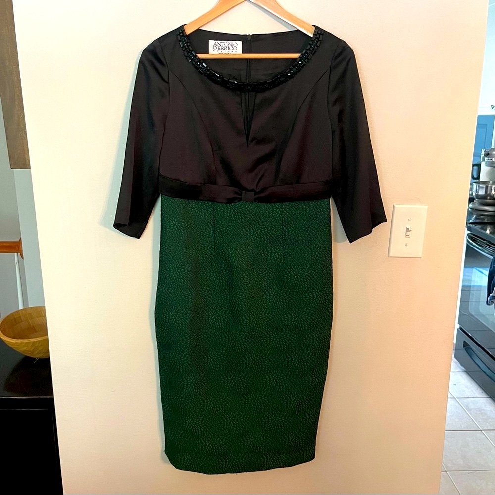 Antonio D’Errico Couture Green/Black Dress & Blazer Set, Sz 6